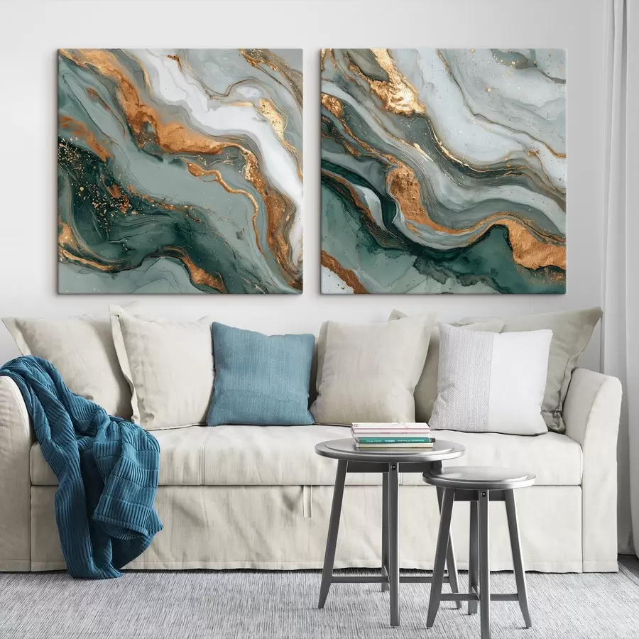 Wandbilder Marmorstruktur in Grau-Türkis-Tönen m00744