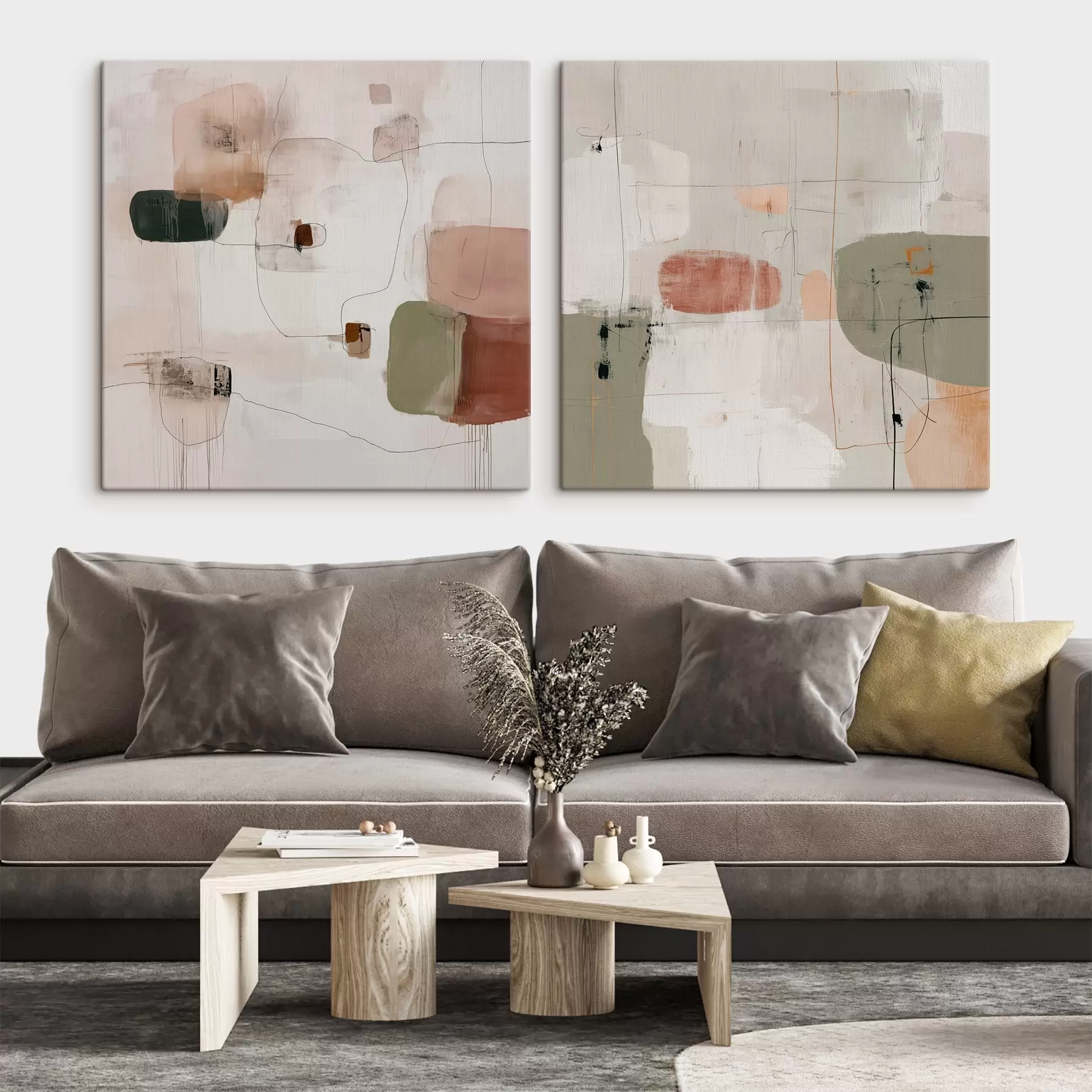Wandbilder Pastellkomposition in neutralen Farbtönen m00745