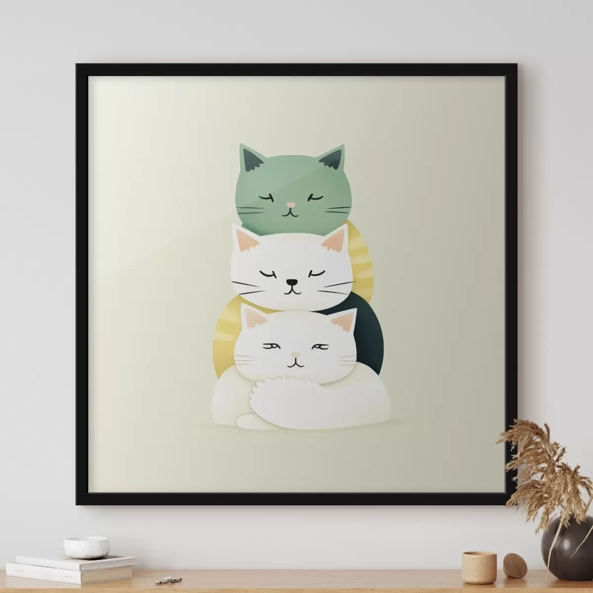 Poster Komposition von drei Katzen im Animationsstil f45734