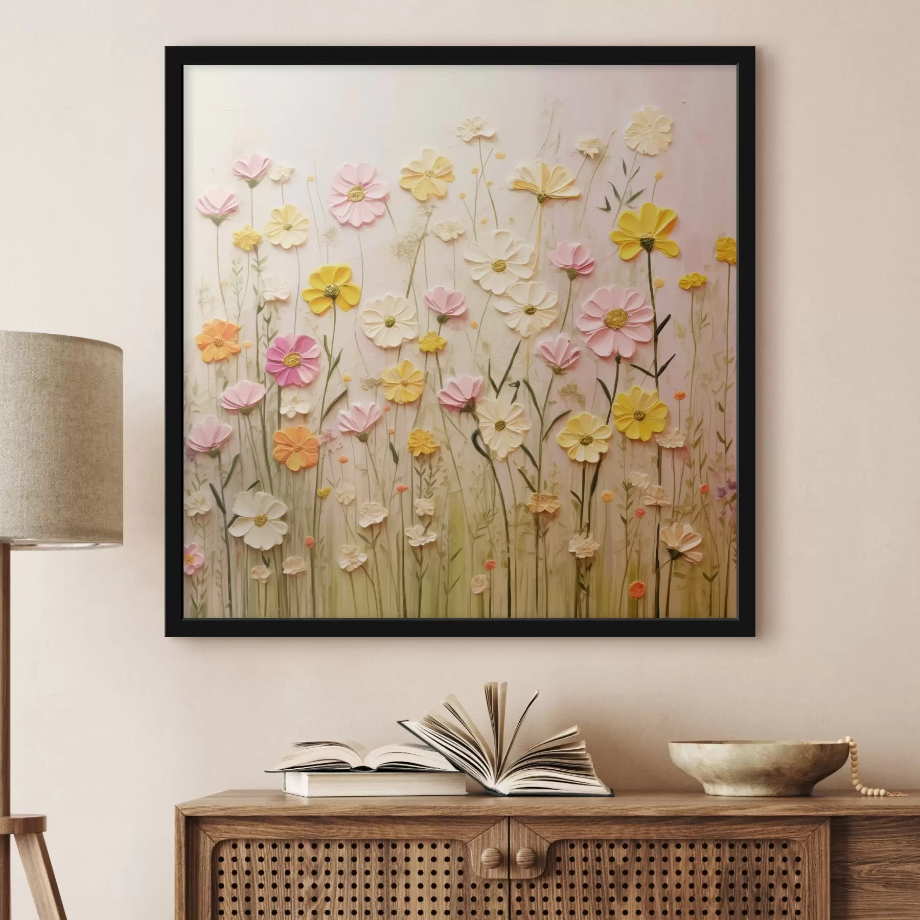 Fototapete Blumenfeld im Stil der Ölmalerei f45739