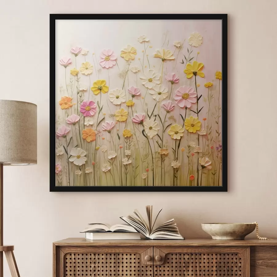 Fototapete Blumenfeld im Stil der Ölmalerei f45739