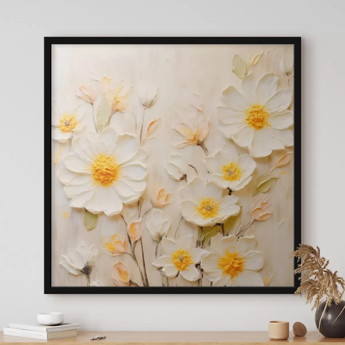 Poster Blumen in Pastelltönen im Ölgemälde-Stil f45742