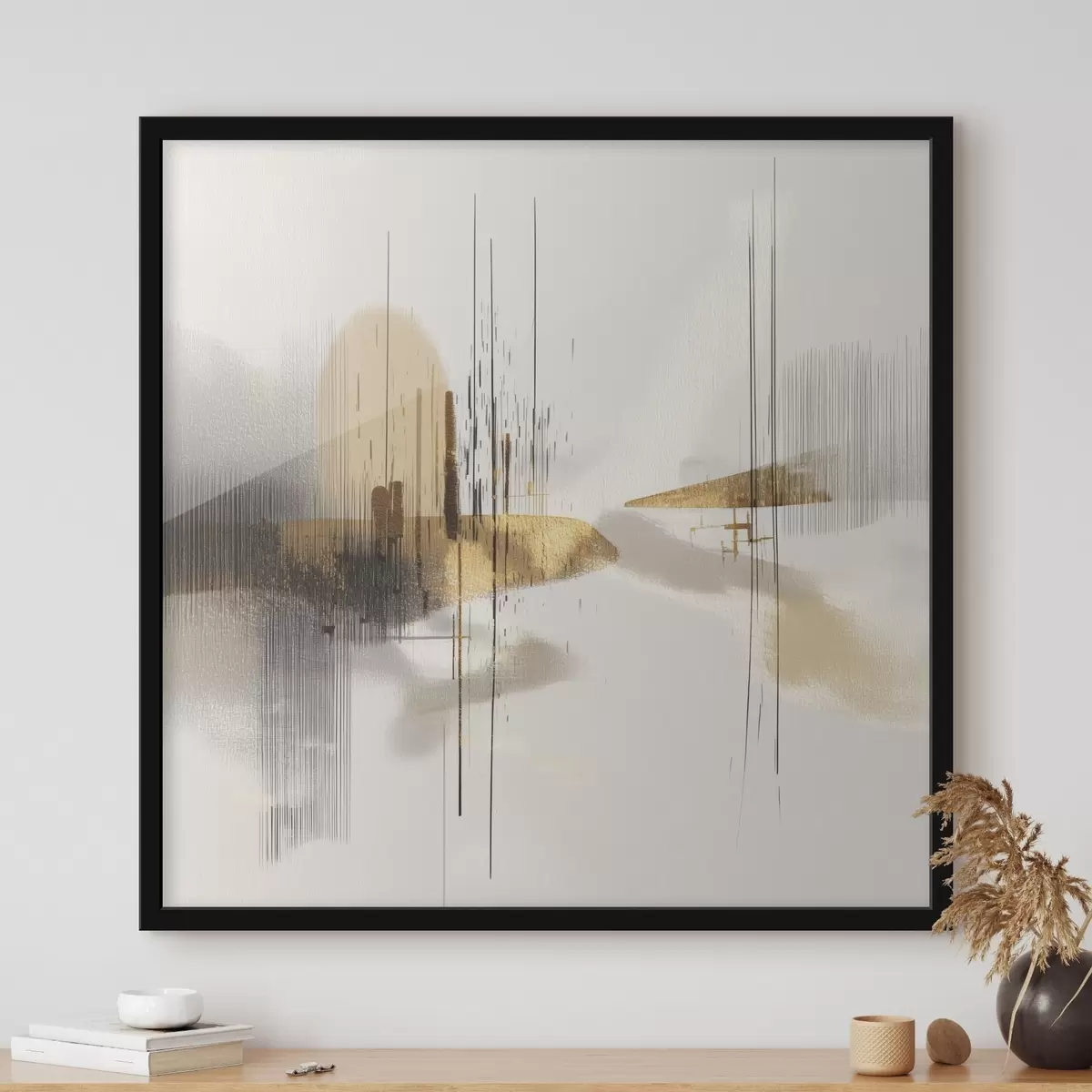 Poster Ruhige Küste im minimalistischen Grafikstil f45849