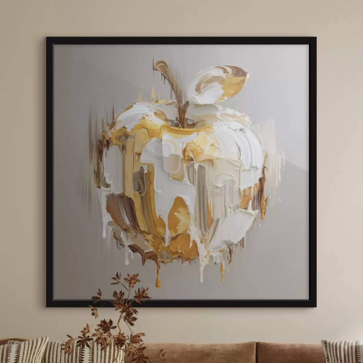 Poster Apfel mit geschmolzenem Farbeffekt f45862