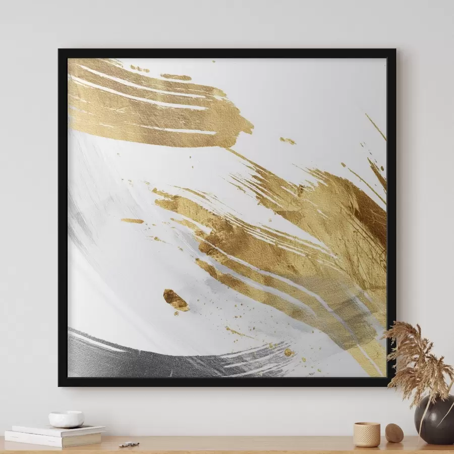 Fototapete Dynamische Striche in Weiß- und Gelbgrau-Tönen f45866