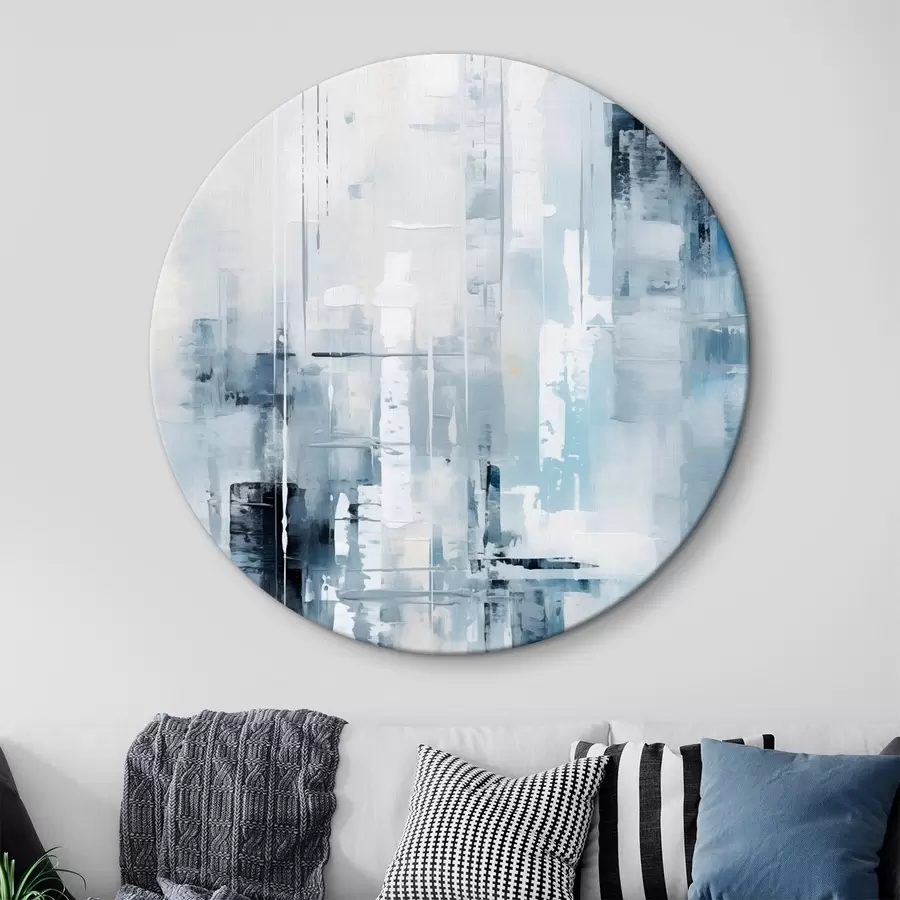 Wandbilder Abstrakte Malerei-Imitation mit blauen, grauen und weißen Farben, vertikalen Linien und geometrischen Formen r45927