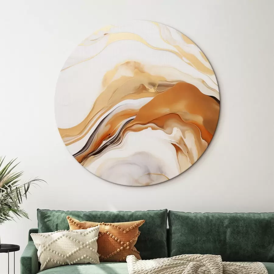 Wandbilder Abstrakte Malerei-Imitation mit fließenden Formen in Weiß-, Orange- und Brauntönen, minimalistisch r45938