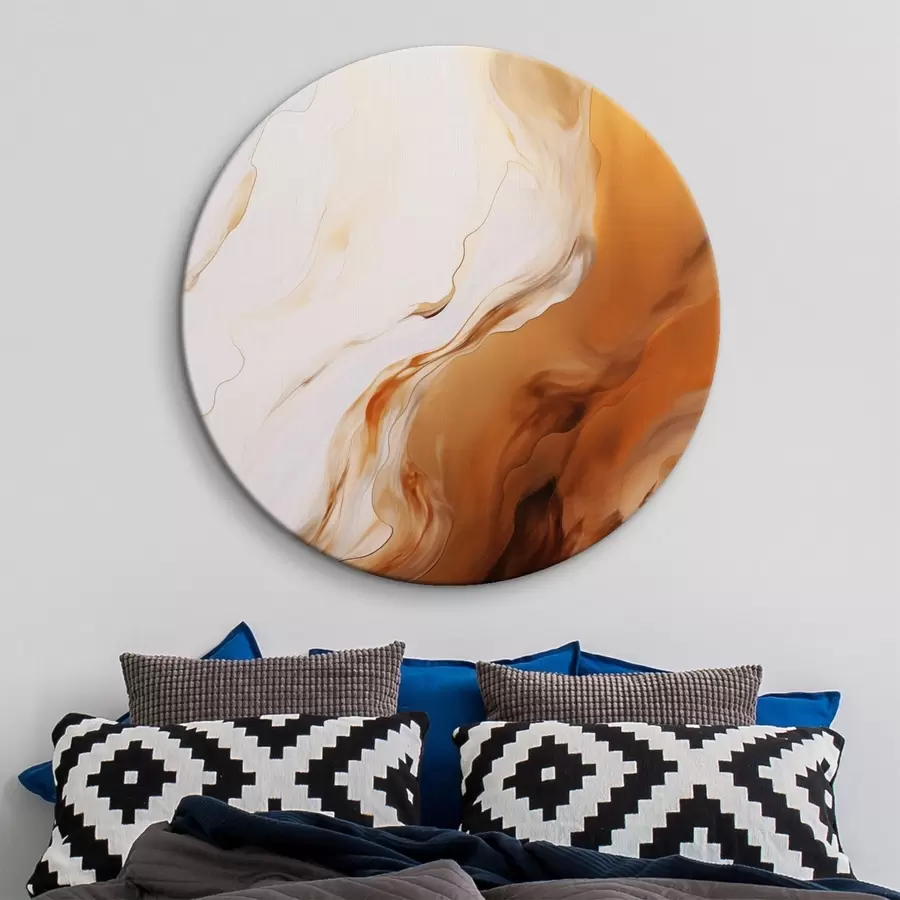 Wandbilder Abstrakte Malerei-Imitation in Weiß und Orange, Fluid Art mit wellenförmigen Linien, moderne Kunst r45939