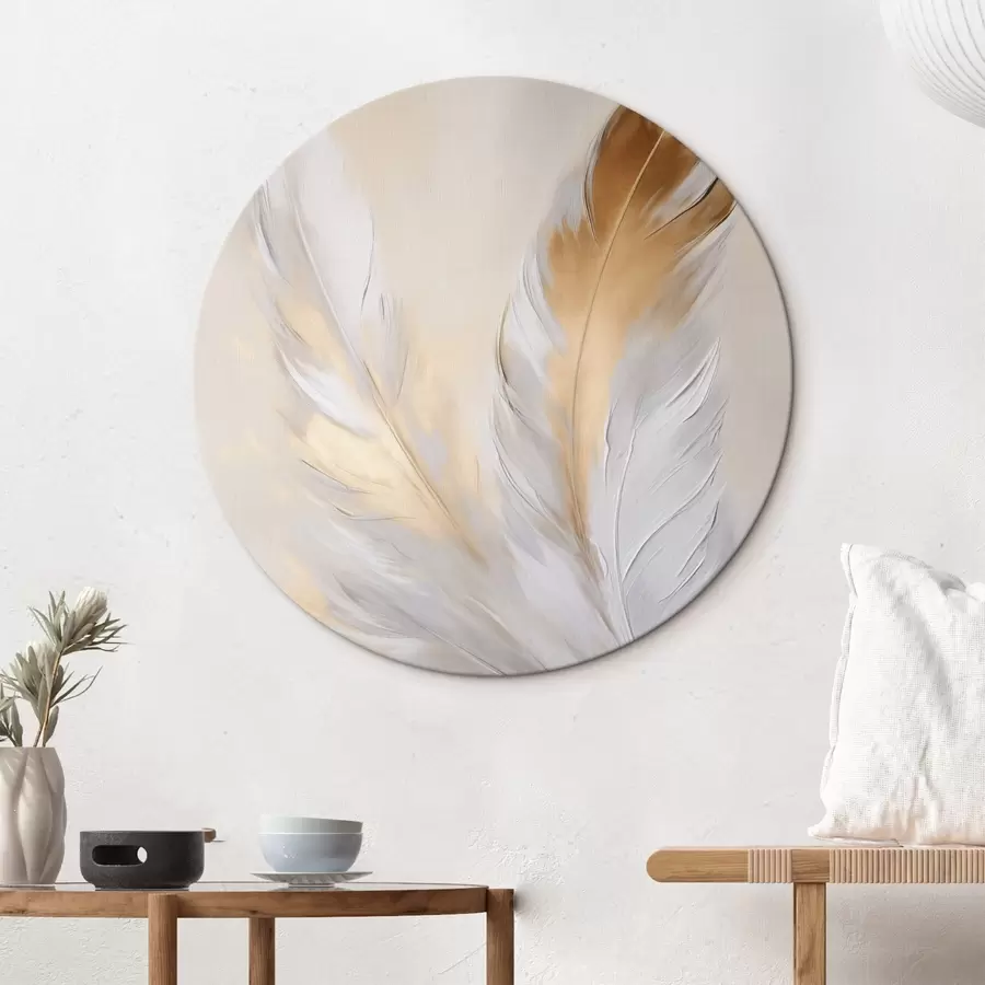 Wandbilder Federn mit orangefarbenen Akzenten, sanfte Beleuchtung, strukturierte minimalistische Komposition, moderne Kunst r45944