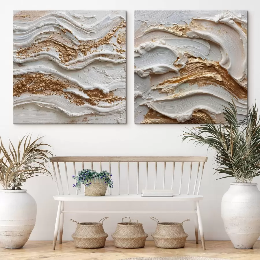 Wandbilder Volumetrische Abstraktion mit weißen und gelben Strichen m00742