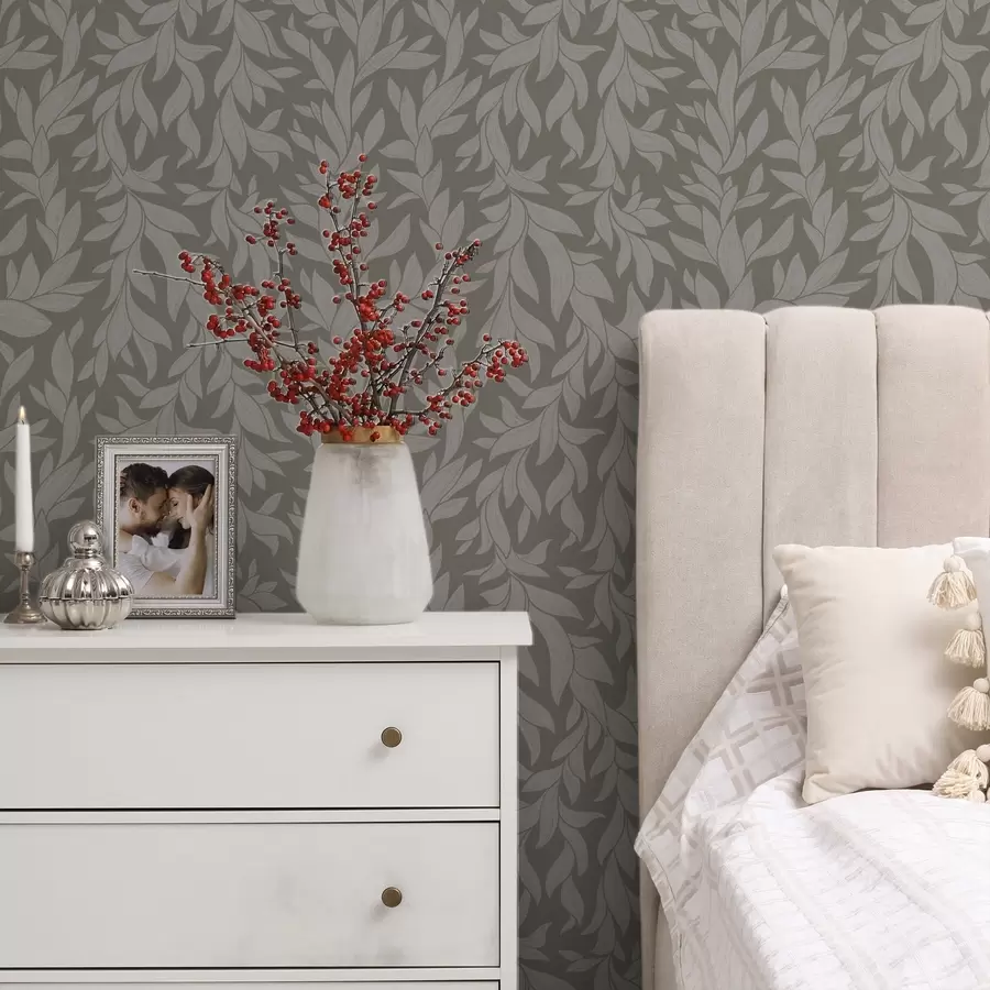 Fototapete Olivgrüner Hintergrund mit lila Blättern, lineare Textur a00616v1