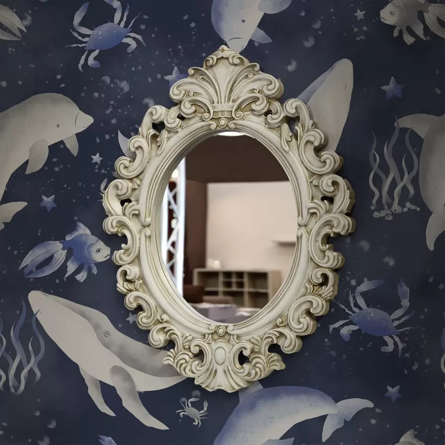 Fototapete Wale, Delfine und Krabben auf dunkelblauem Hintergrund a00720