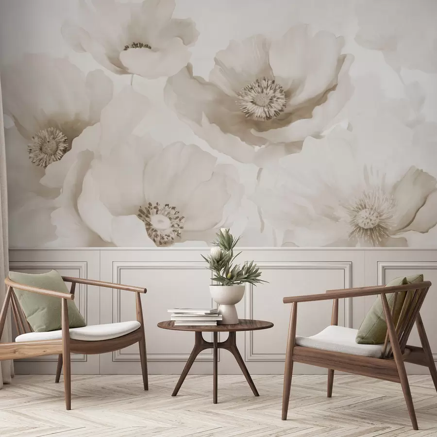 Fototapete Mohnblumen  Beigetöne w04656v1