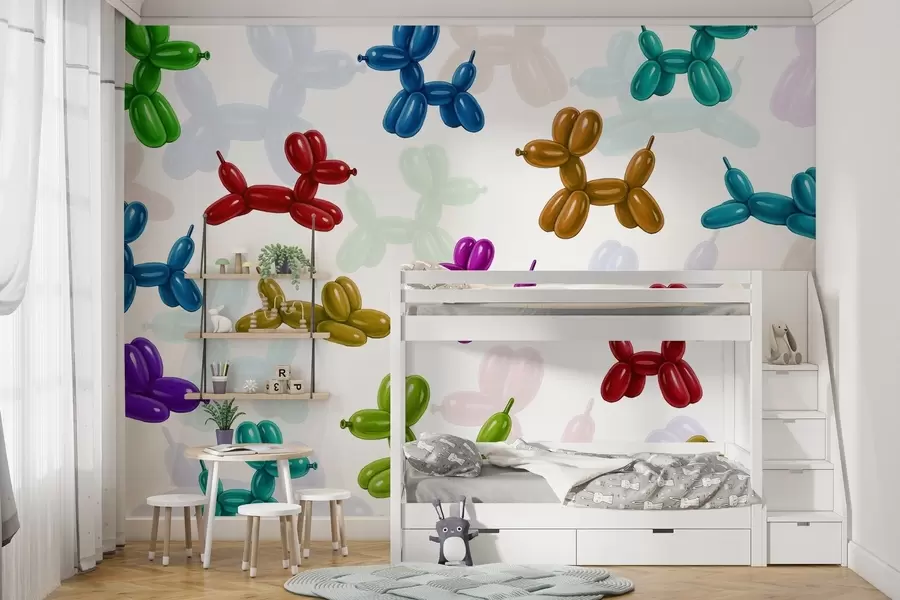 Fototapete Aus Bällen gemalte Hunde w04676