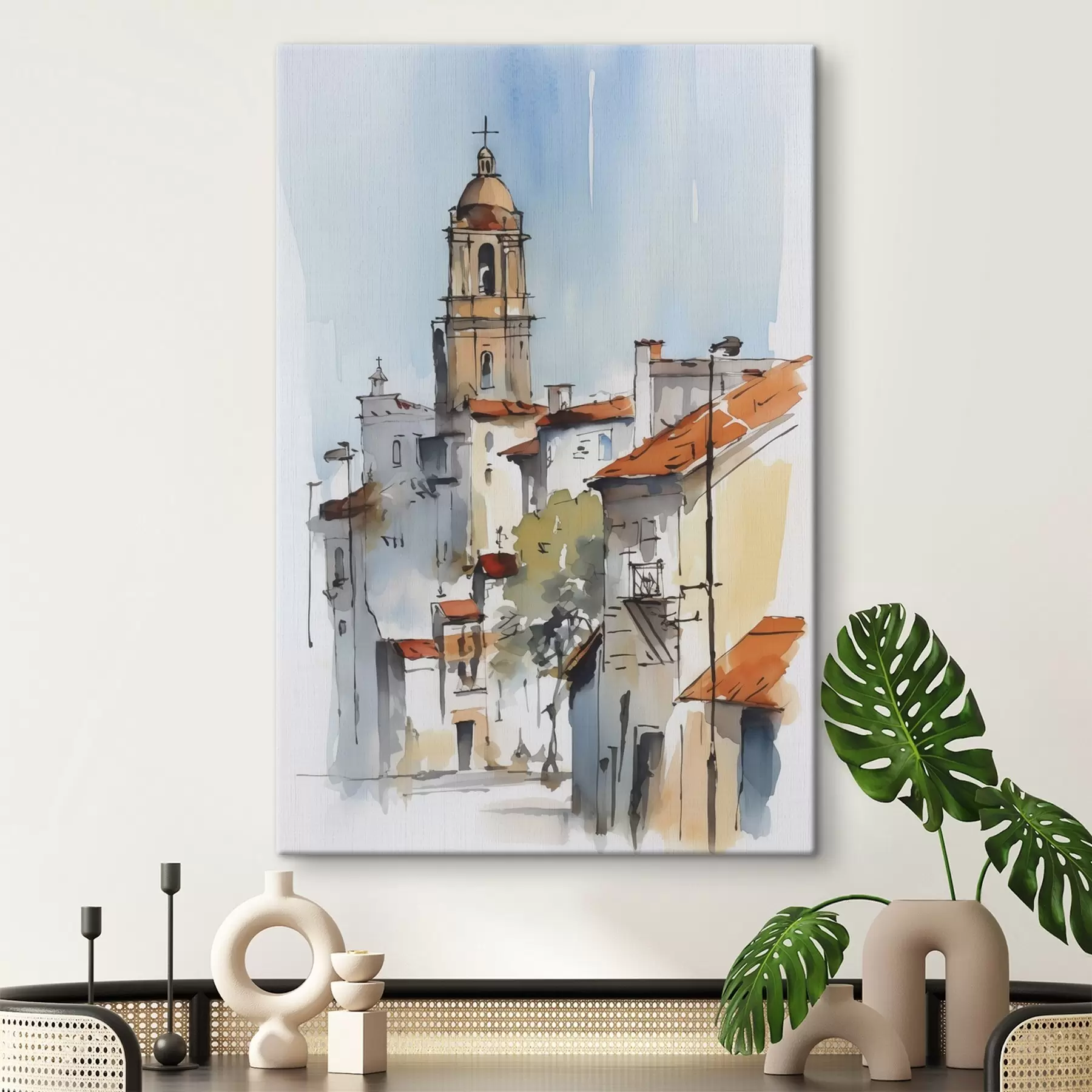 Wandbilder Stadtlandschaft im Aquarellstil s46120