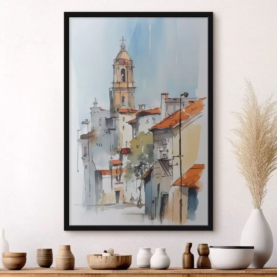 Fototapete Stadtlandschaft im Aquarellstil f46120