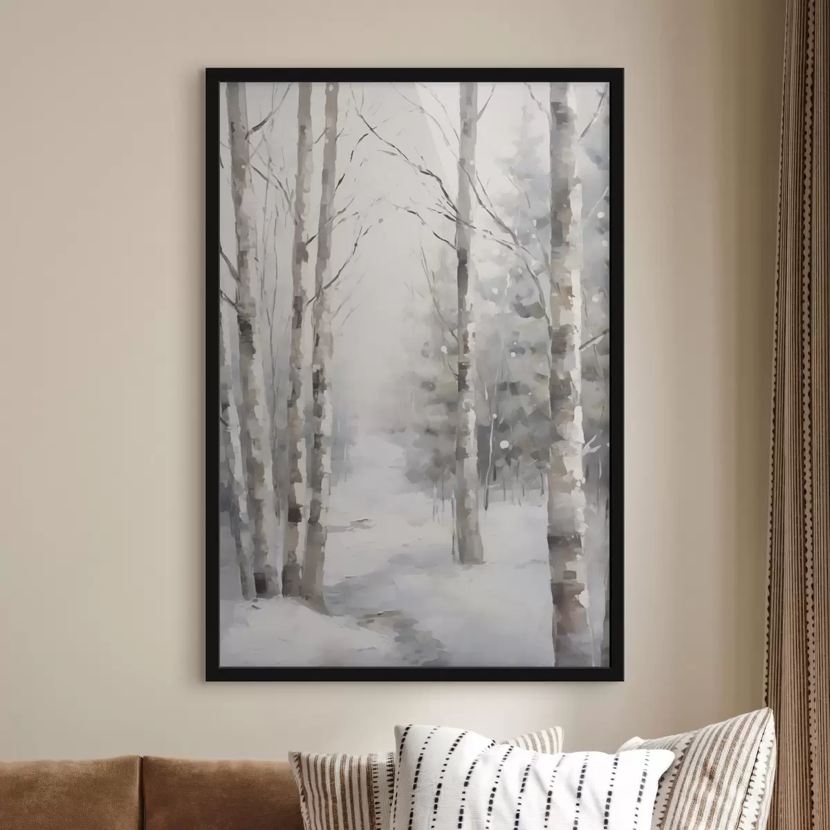 Poster Birken in einem Winterwald f46129