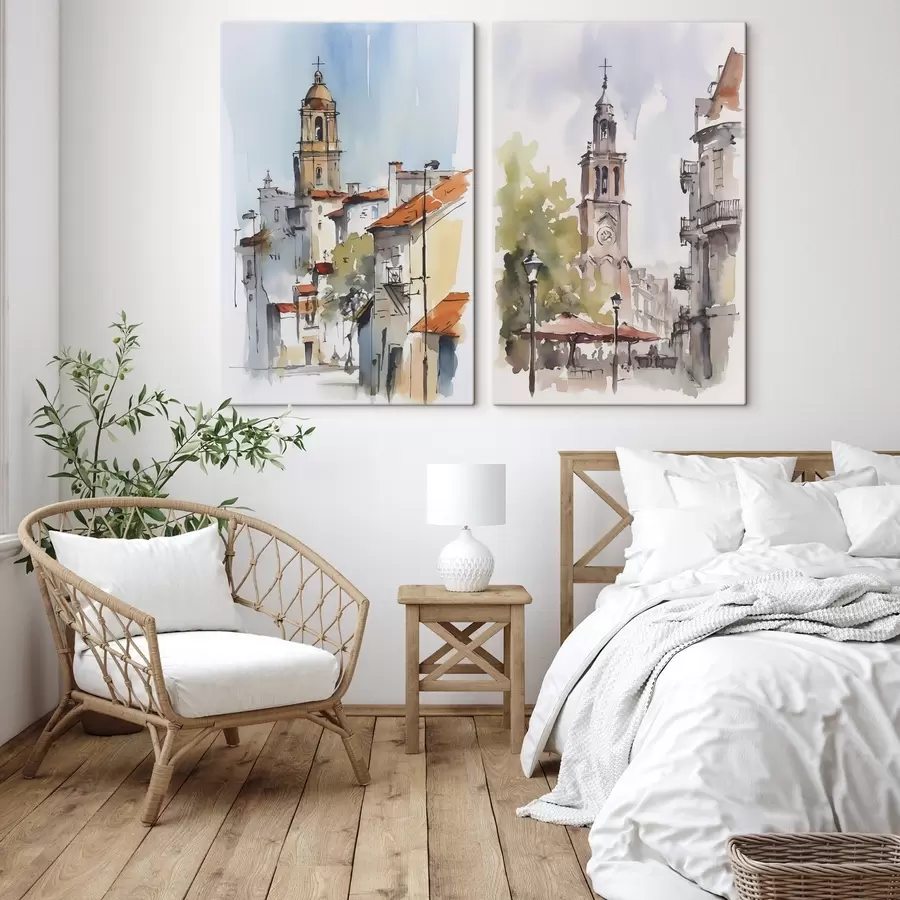 Wandbilder Stadtlandschaft im Aquarellstil m00832