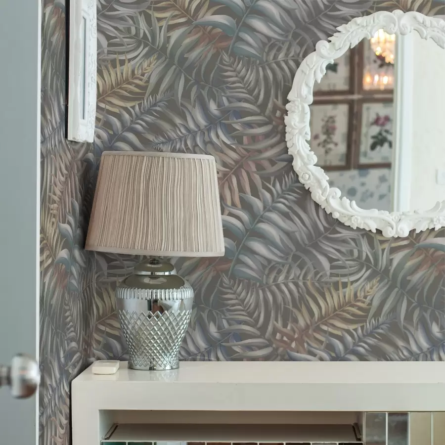 Fototapete Geschichtete Palmblätter in gedeckten Farbtönen a00789