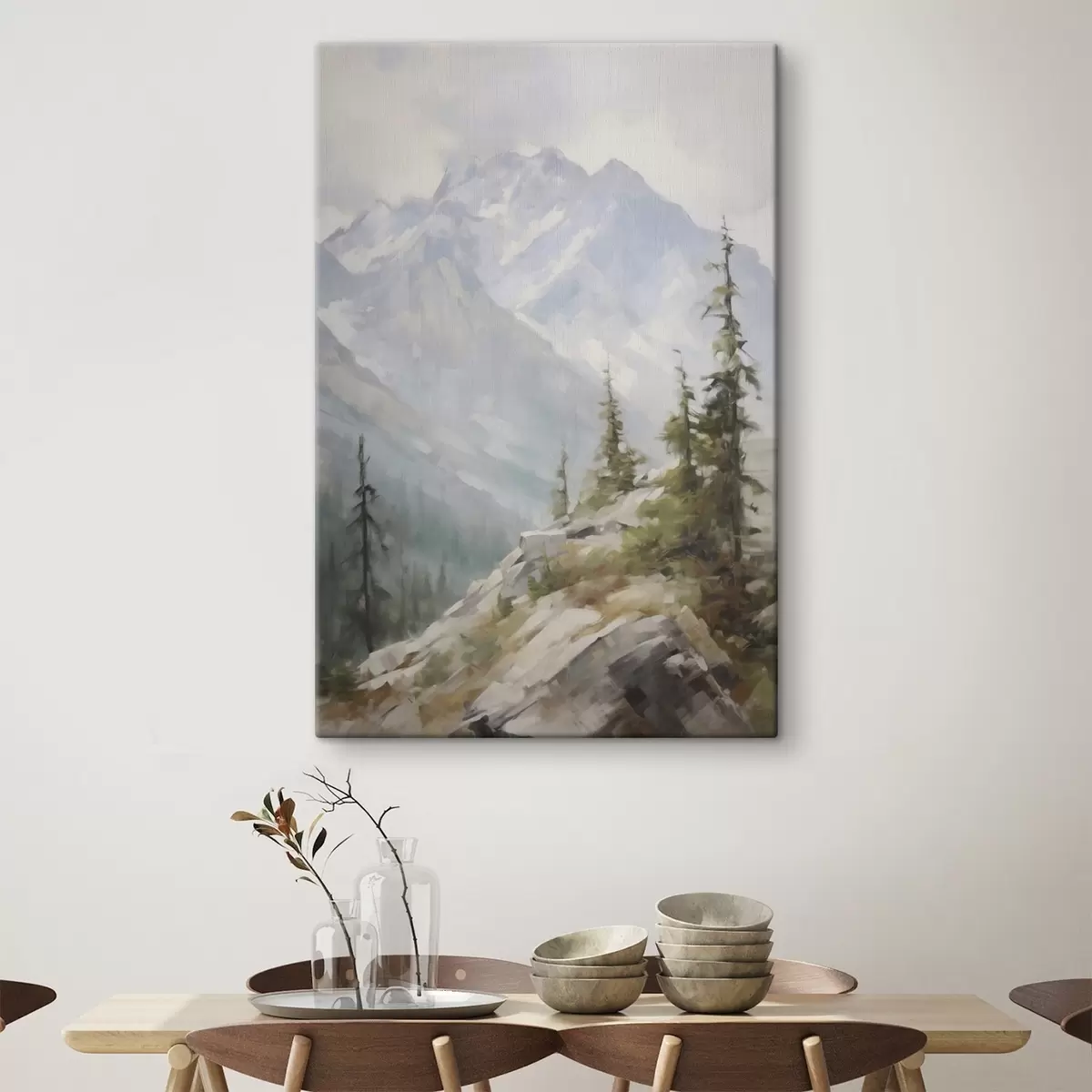 Wandbilder Fichten vor dem Hintergrund der Berge s46202