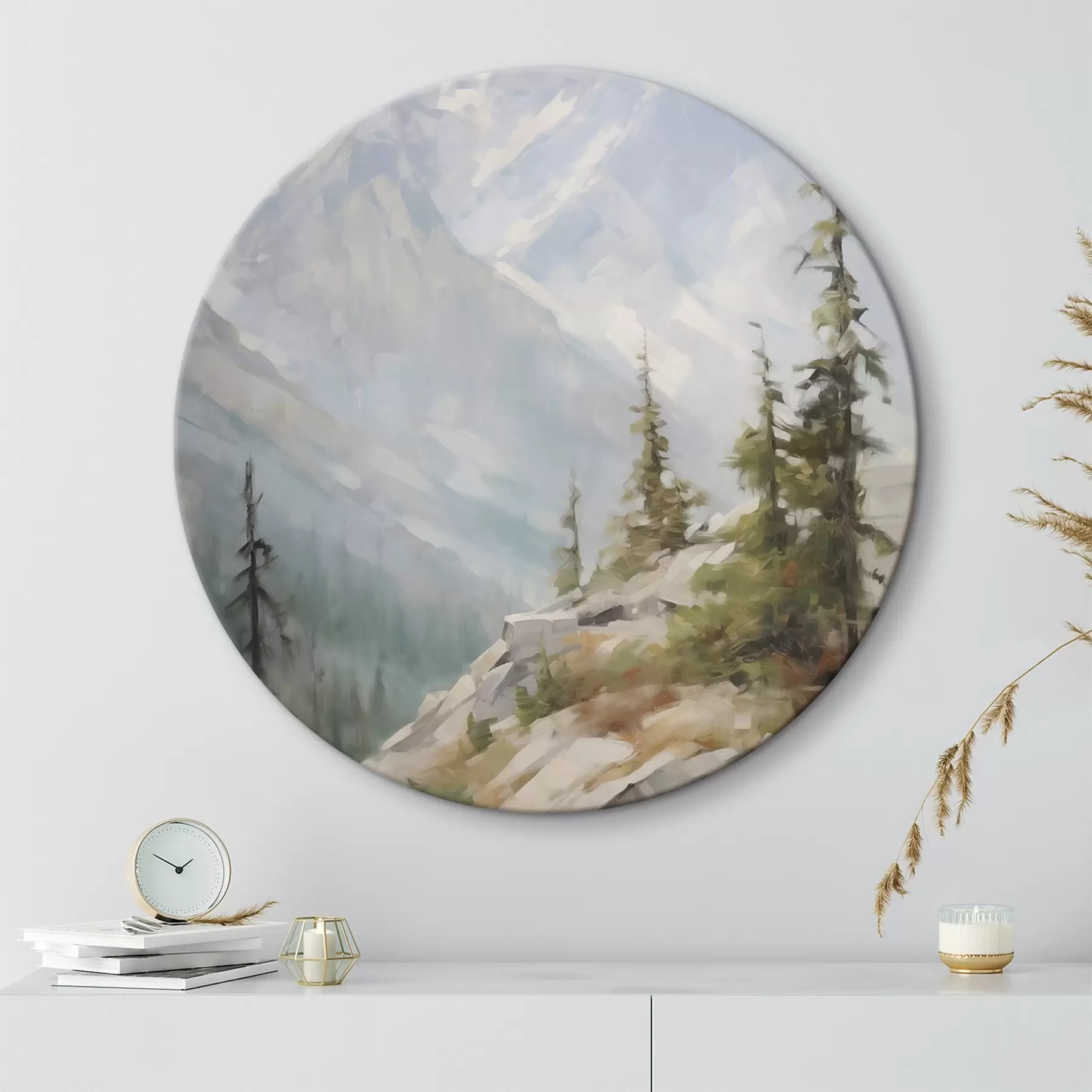 Wandbilder Fichten vor dem Hintergrund der Berge r46202