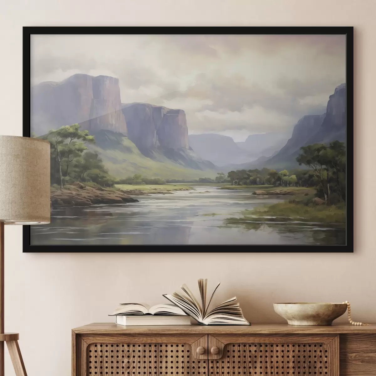 Poster Park mit Bergblick f46194