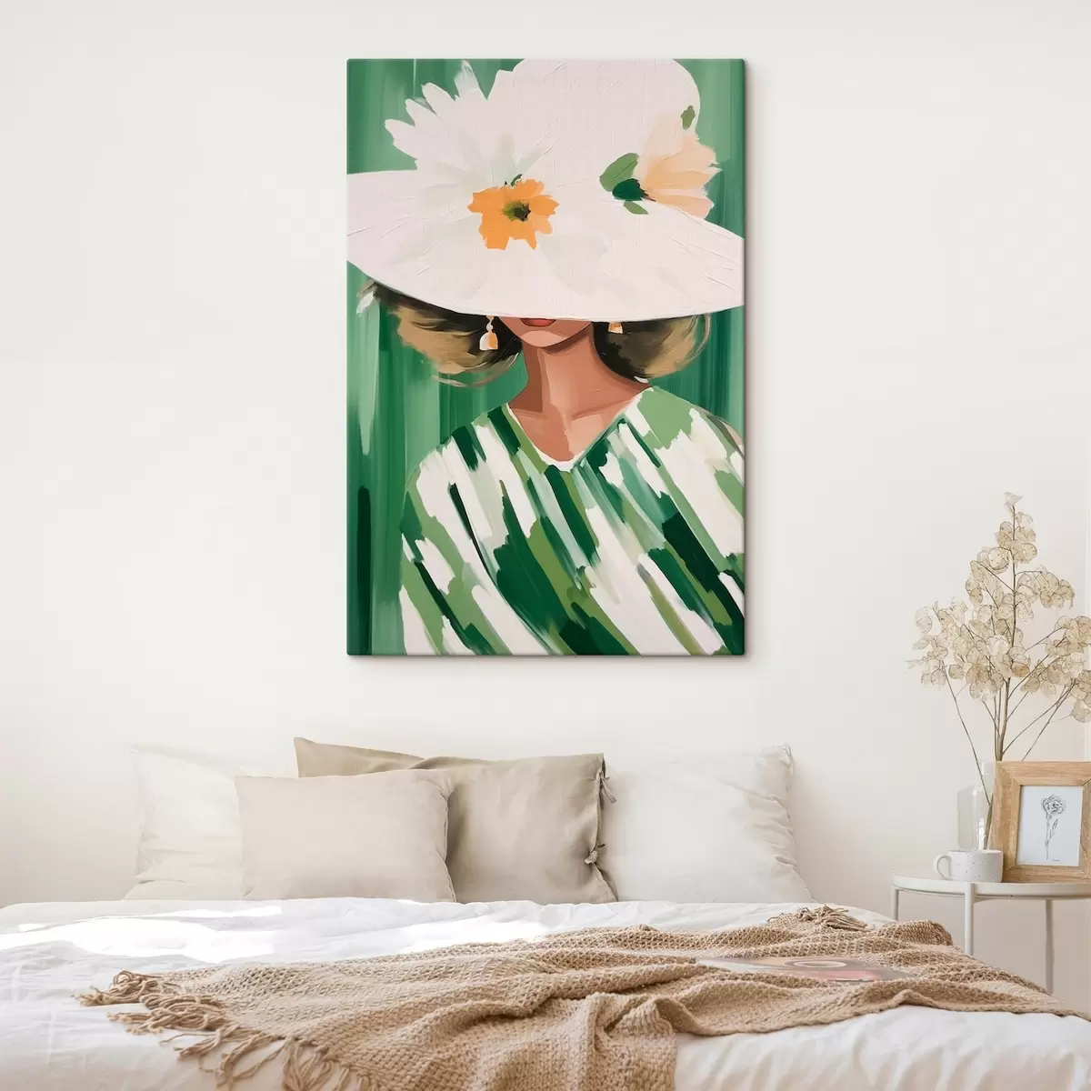 Wandbilder Frau mit Hut und Blumen s46240