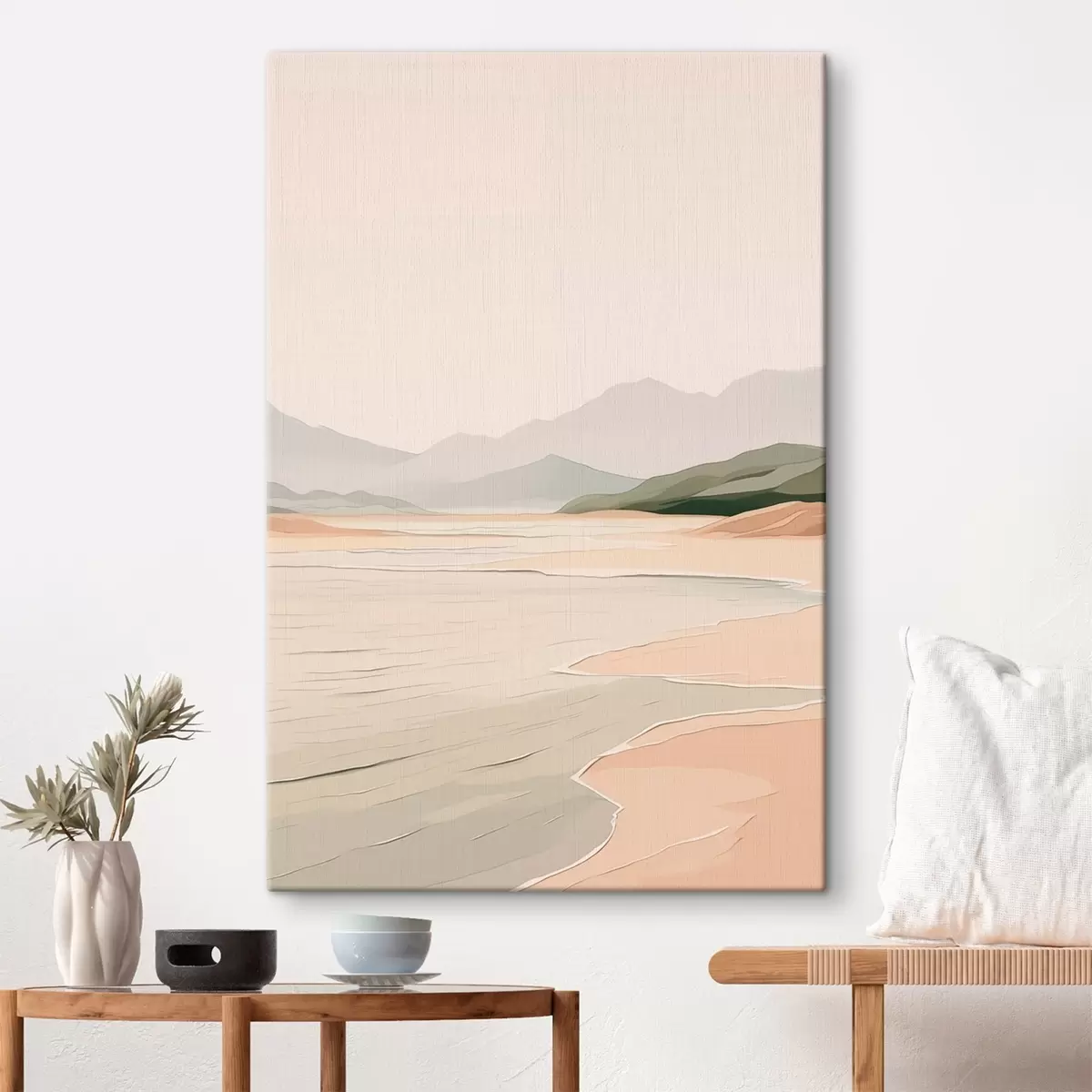 Wandbilder Minimalistische Landschaft mit Bergen und Ufer s46248
