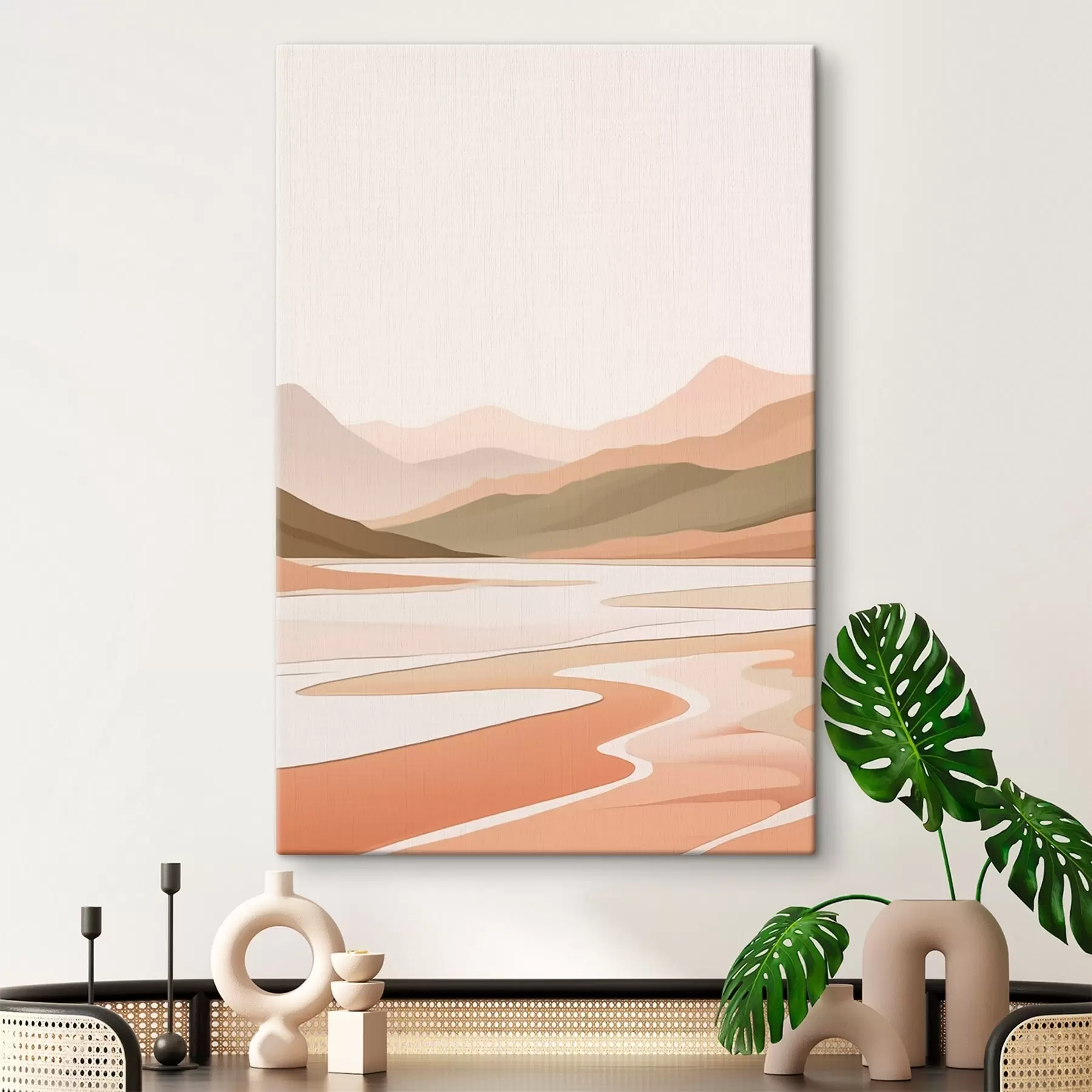 Wandbilder Abstrakte Landschaft mit Bergen und Fluss s46249