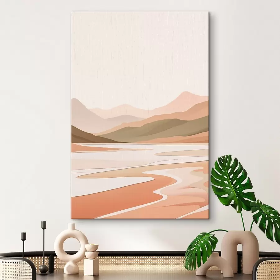 Wandbilder Abstrakte Landschaft mit Bergen und Fluss s46249