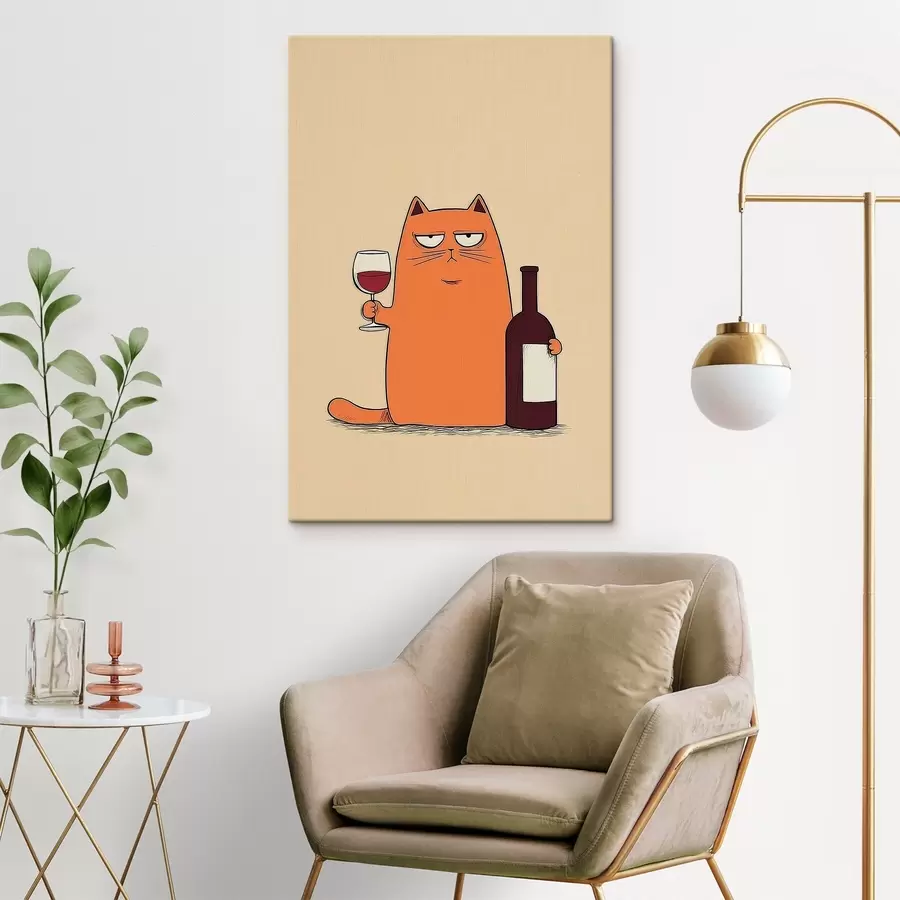 Wandbilder Katze mit Wein s46250