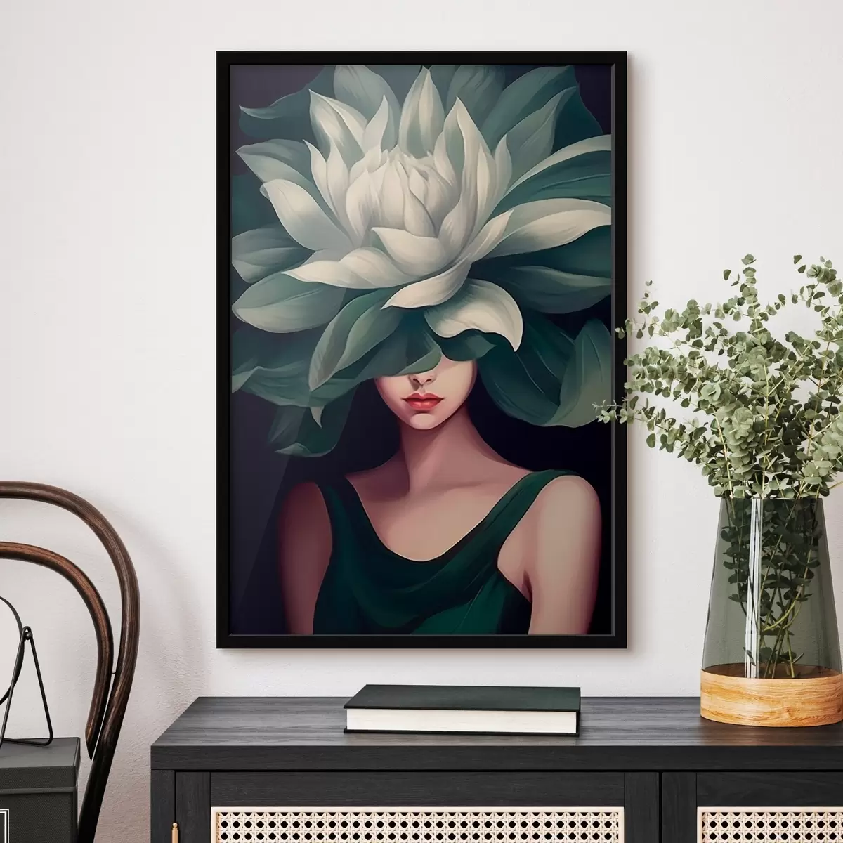 Poster Mädchen mit einer Blume f46207