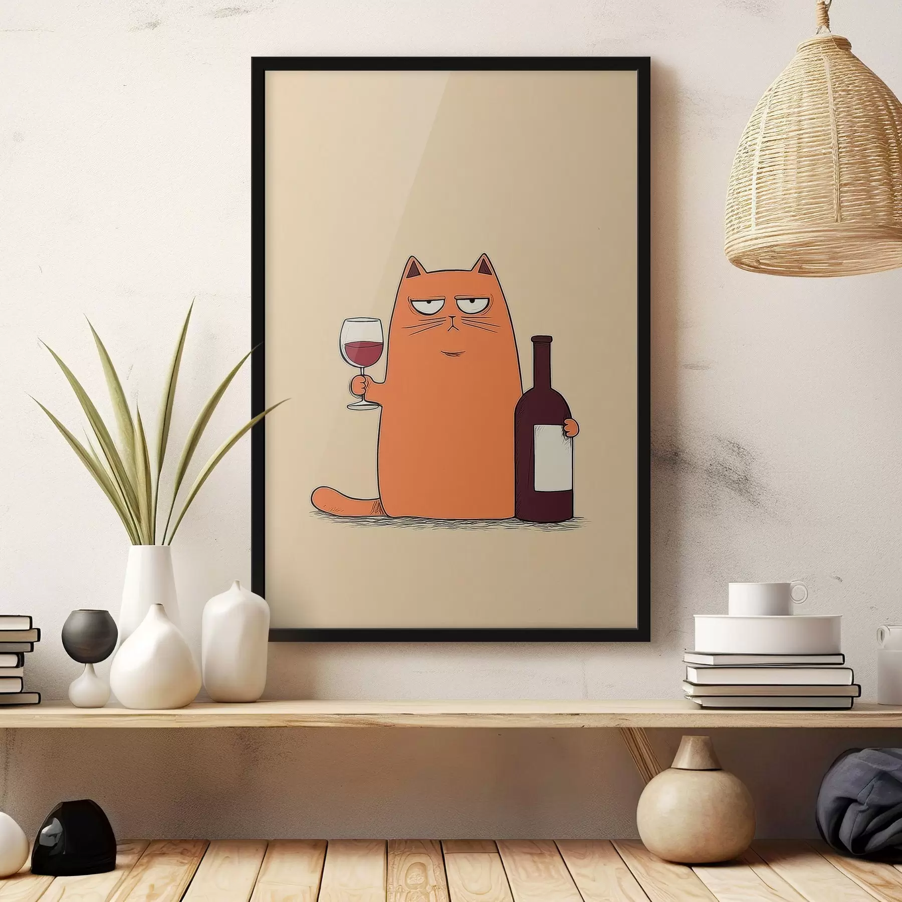 Fototapete Katze mit Wein f46250