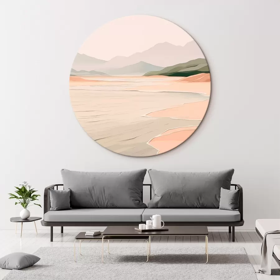 Wandbilder Minimalistische Landschaft mit Bergen und Ufer r46248