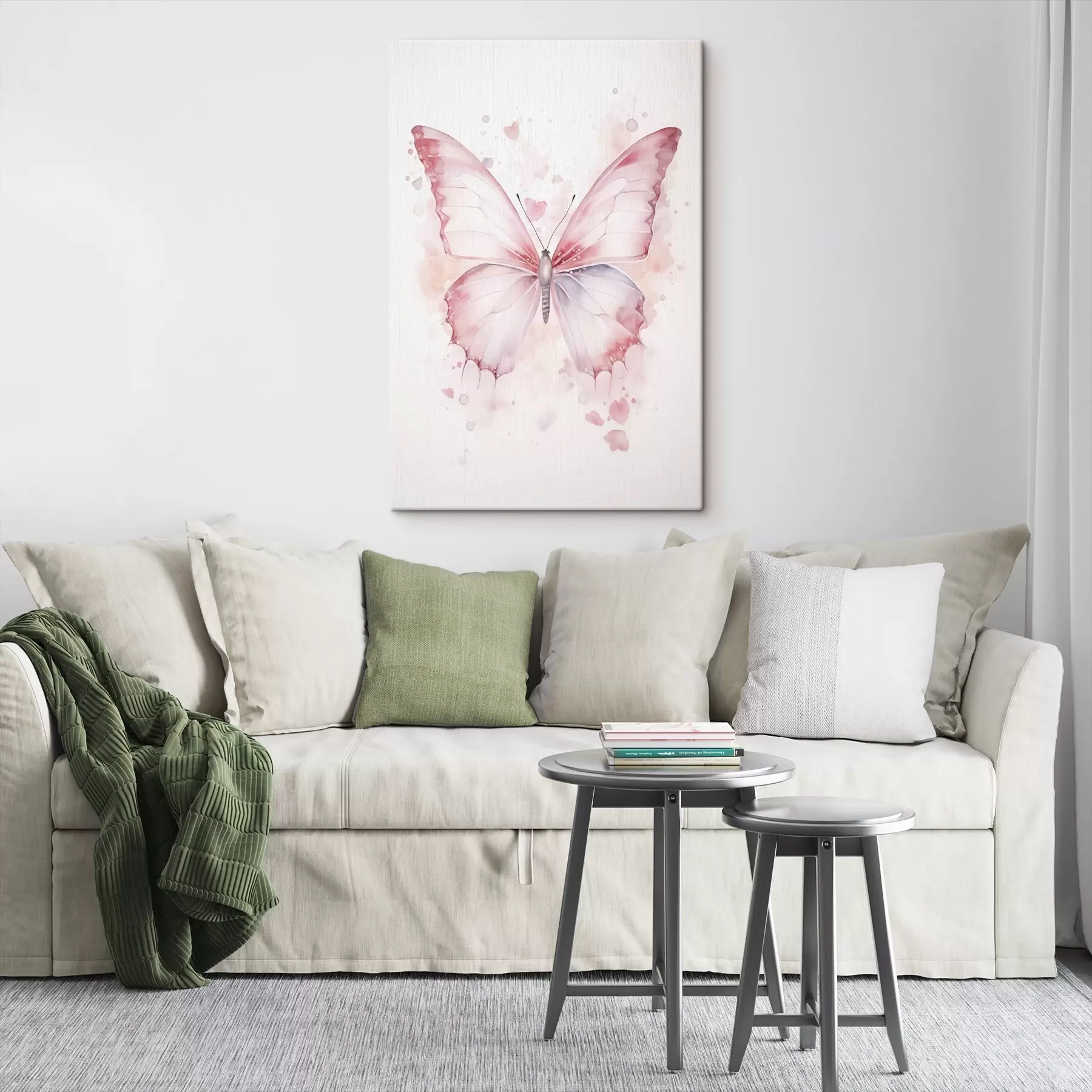 Wandbilder Rosa Schmetterling, Aquarelltechnik s46073