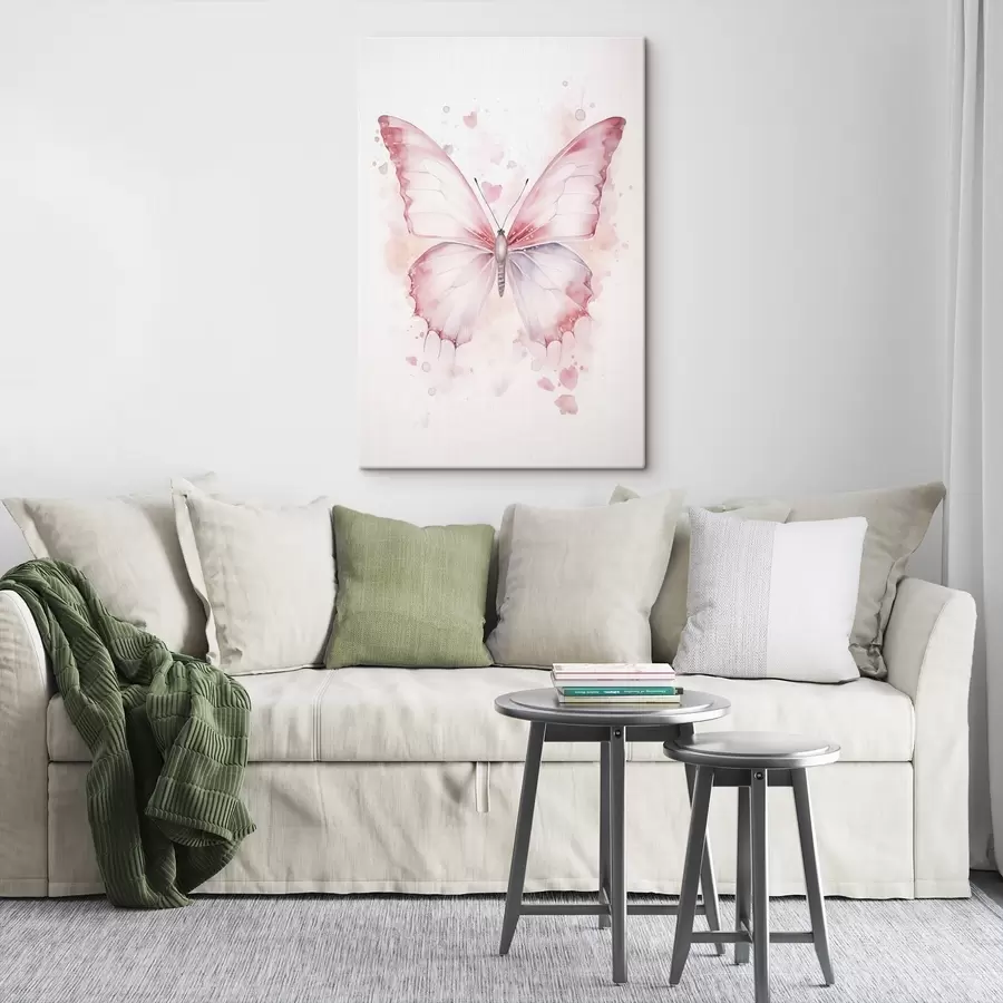 Wandbilder Rosa Schmetterling, Aquarelltechnik s46073