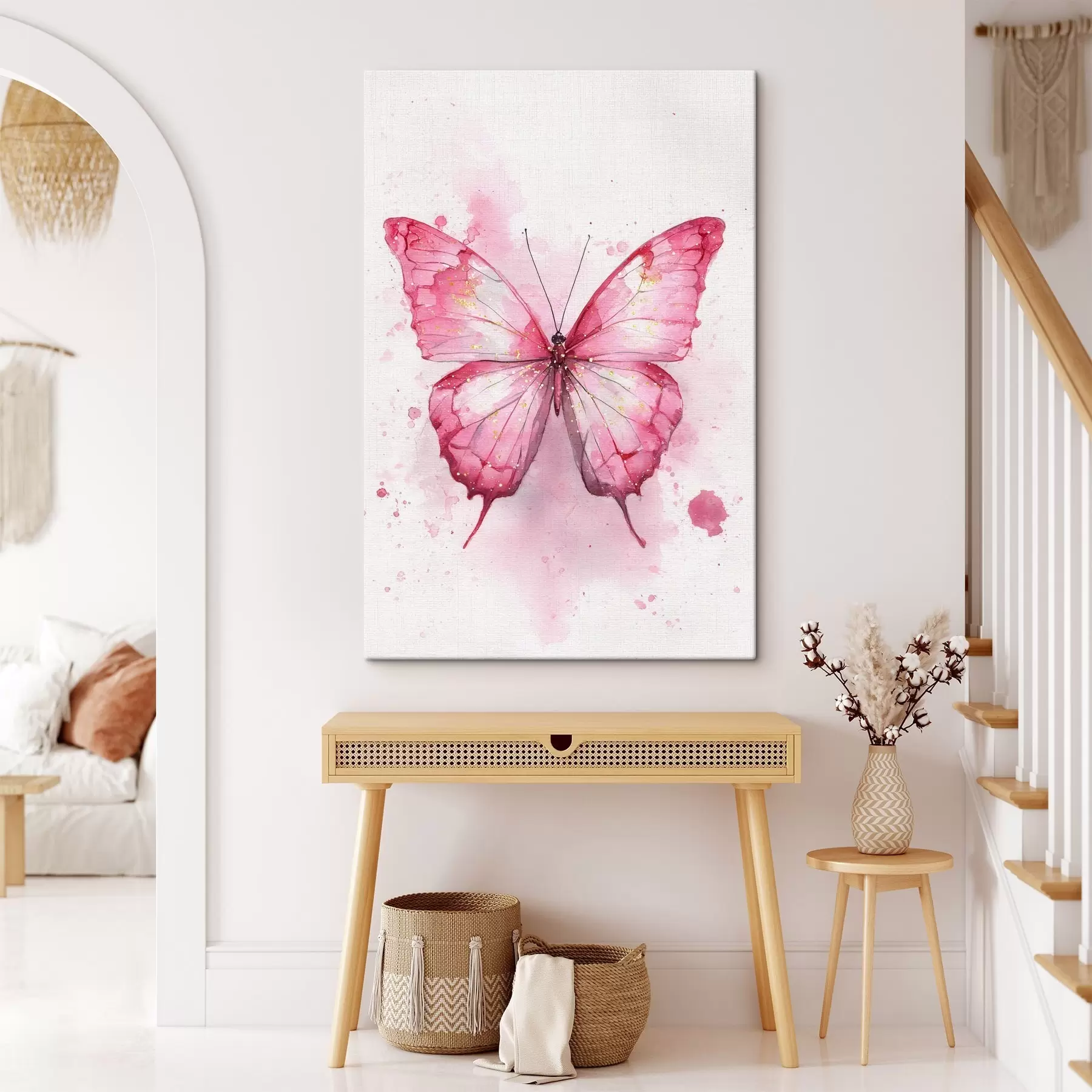 Wandbilder Zarter Schmetterling auf Aquarellhintergrund s46077