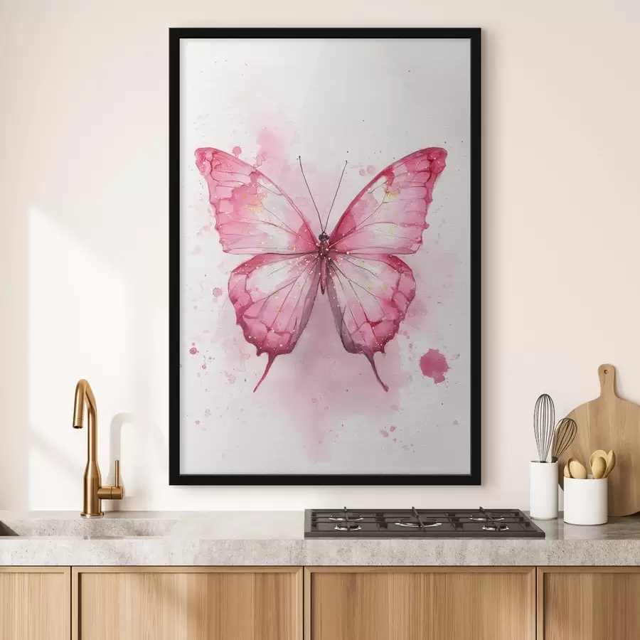 Fototapete Zarter Schmetterling auf Aquarellhintergrund f46077