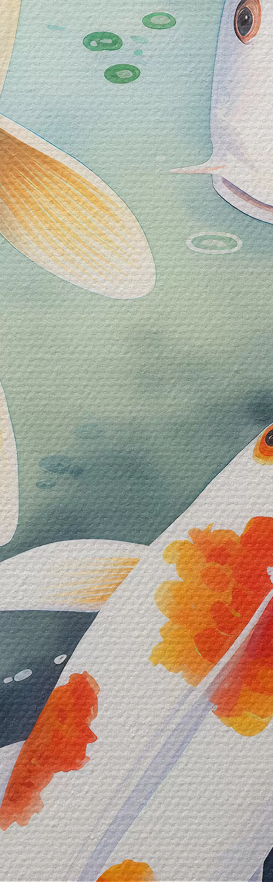 Wandbilder Wunderschöne Lotusblumen und Fische m00868