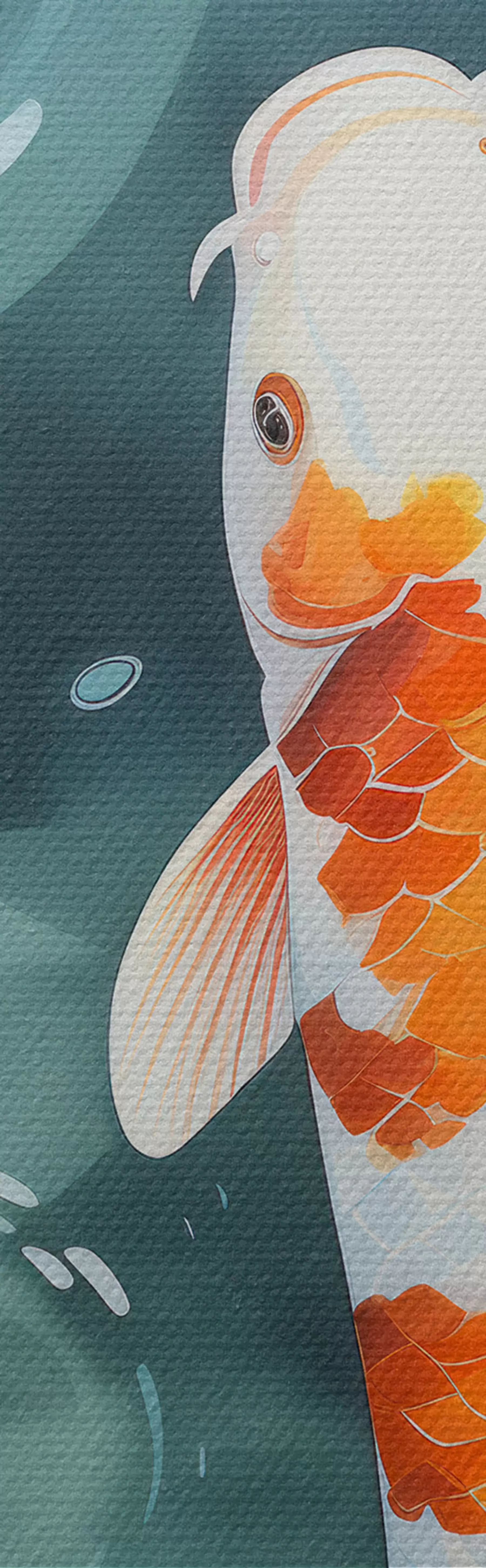 Wandbilder Helle Bilder von Lotusblumen und Fischen in einem Teich m00869