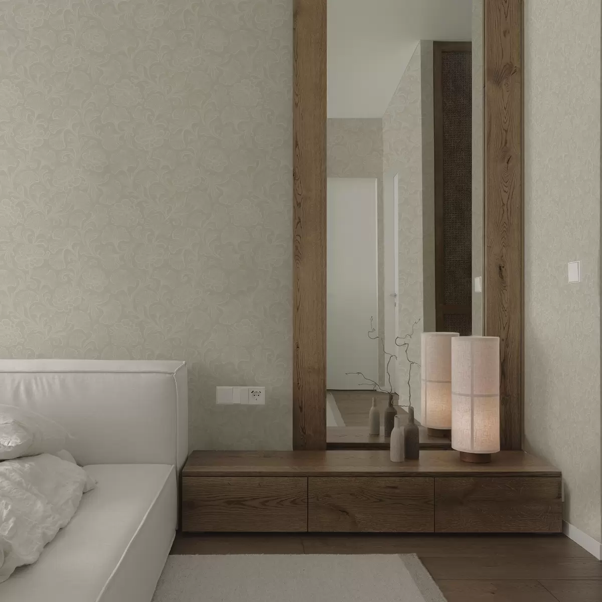 Tapete Lichtmuster mit Ginkgo und Pfingstrosen a00700