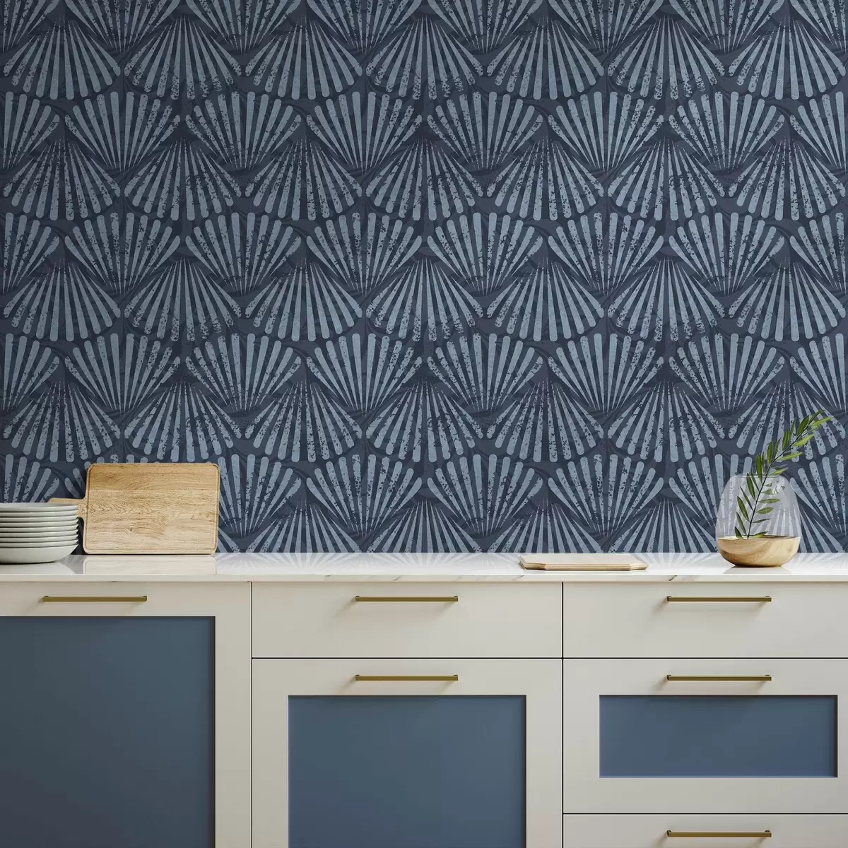 Tapete Abstrakte Strahlen in Blautönen, dynamisches Motiv a00710