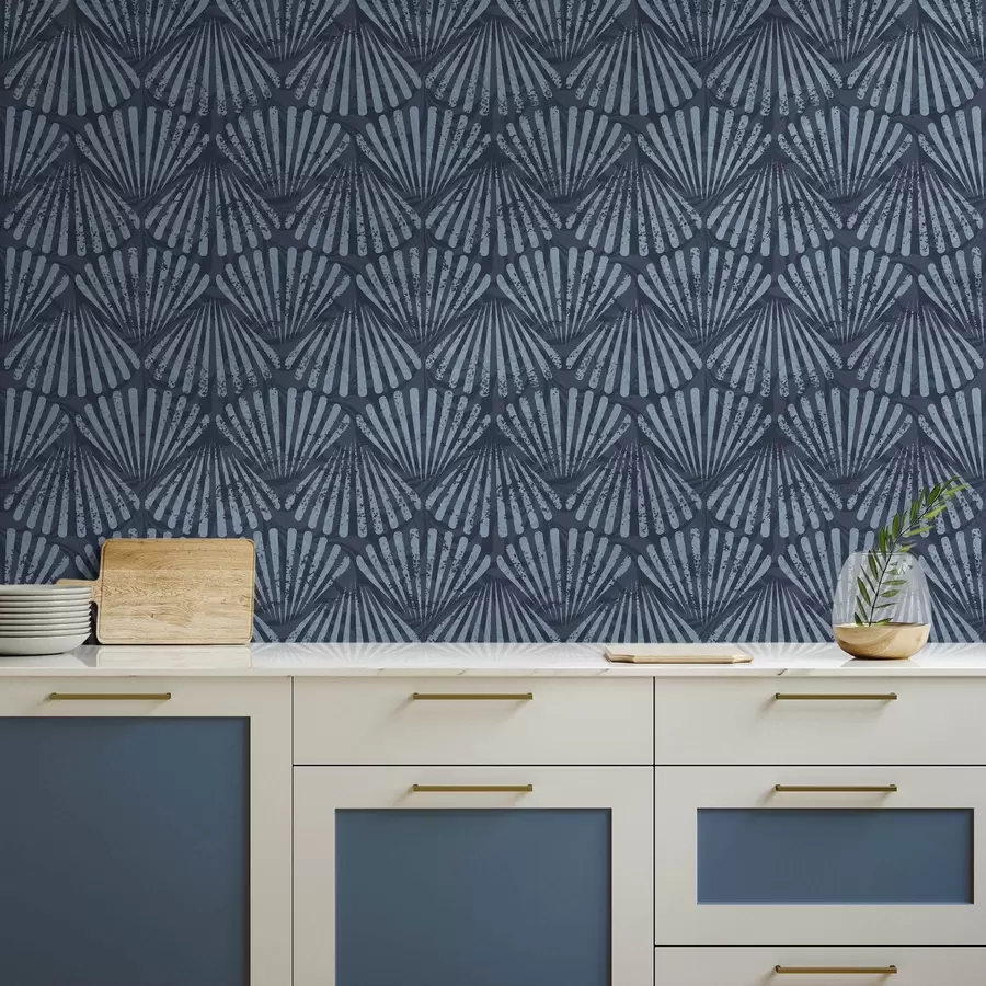 Fototapete Abstrakte Strahlen in Blautönen, dynamisches Motiv a00710