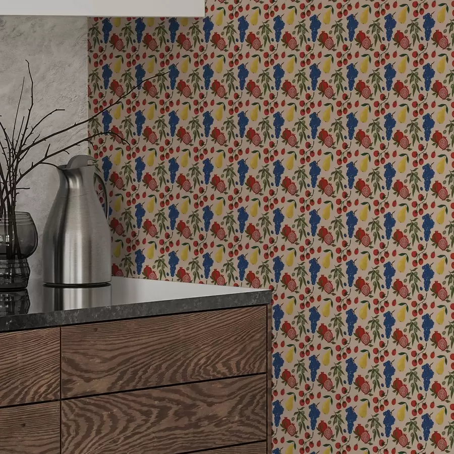 Fototapete Saftige Früchte auf warmem beigem Hintergrund a00801v1