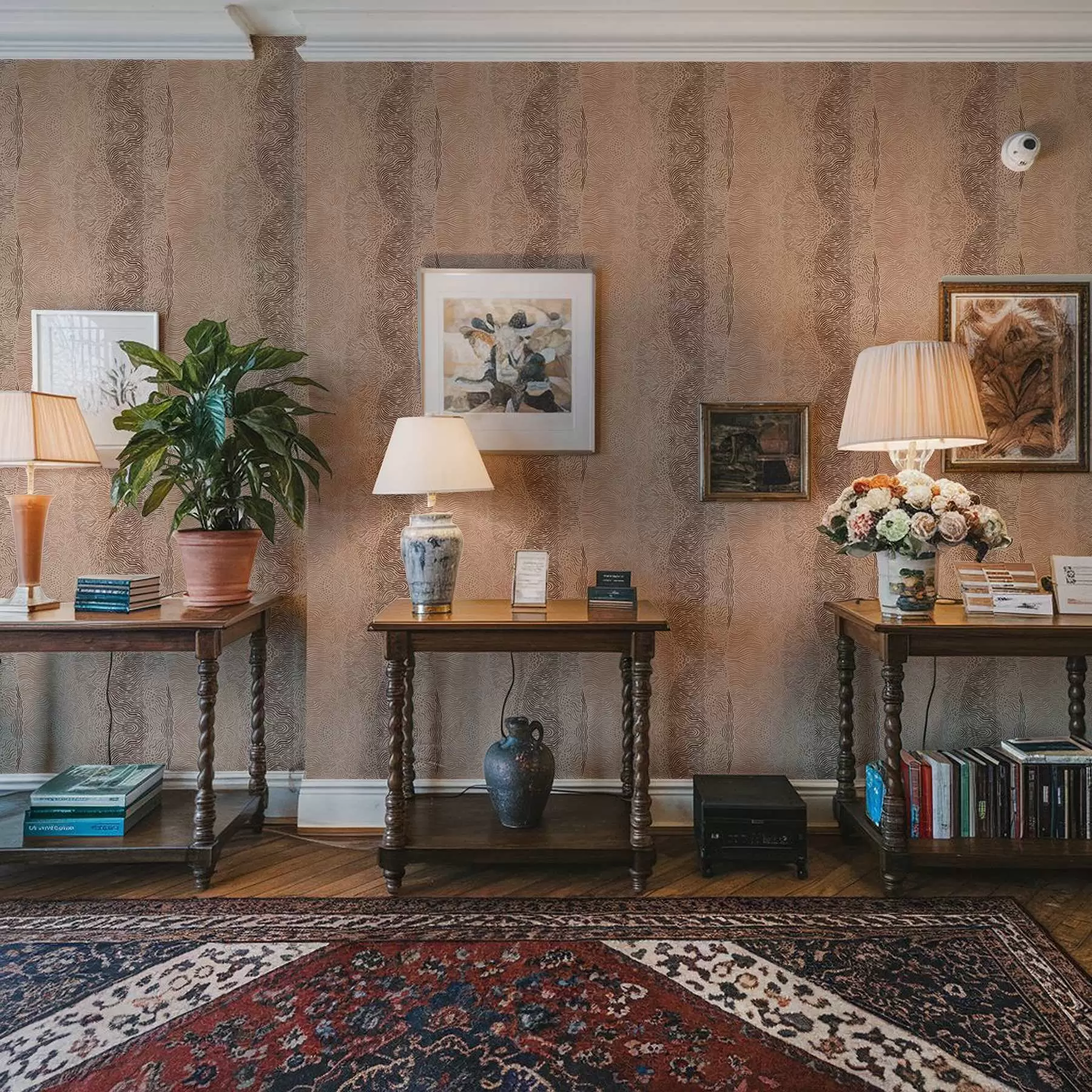 Fototapete Gewelltes geometrisches Muster in einer hellbeige-braunen Farbpalette a00804