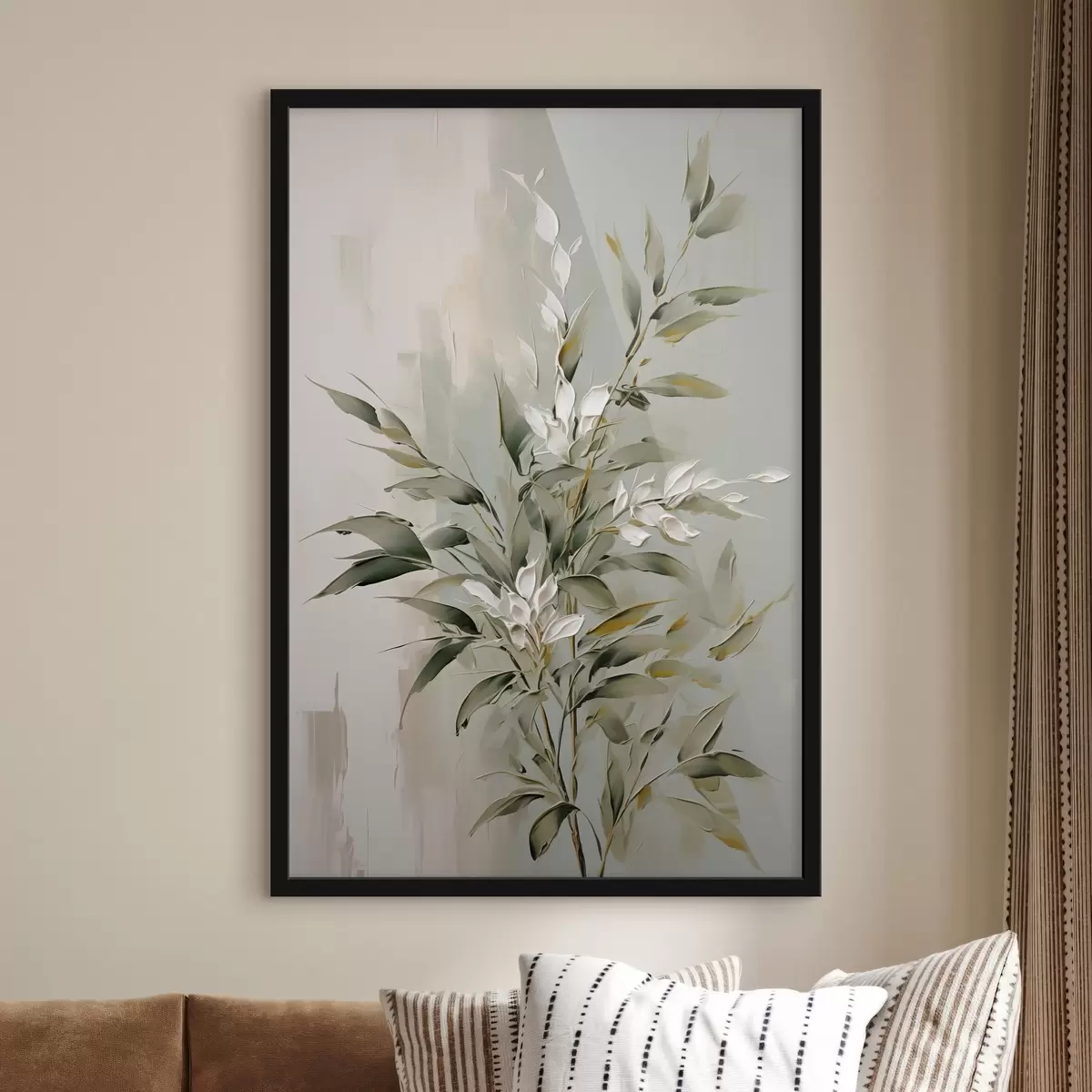 Poster Abstrakter Zweig mit Blättern f46135