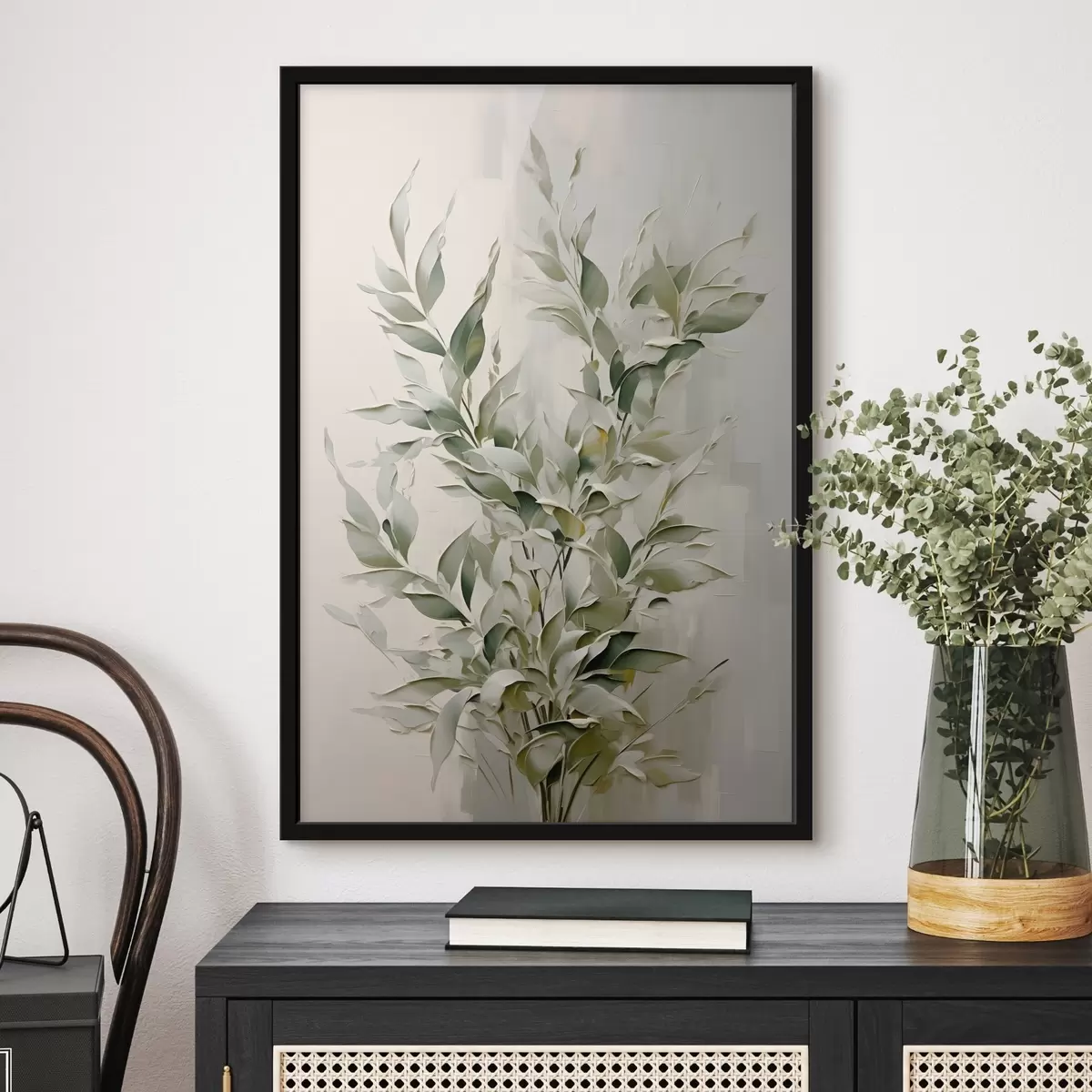 Poster Abstrakter Zweig mit Blättern f46136