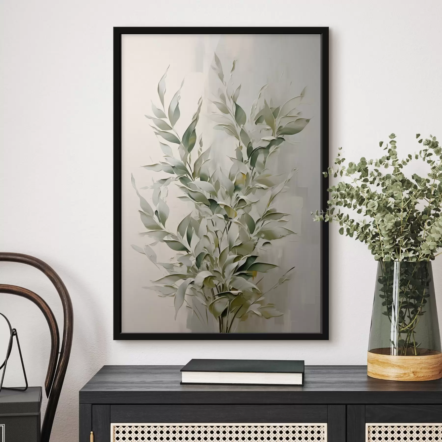 Fototapete Abstrakter Zweig mit Blättern f46136