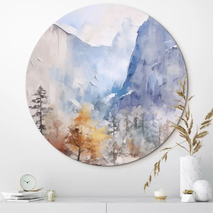 Wandbilder Abstrakte Landschaft mit Wald vor Bergen r46298