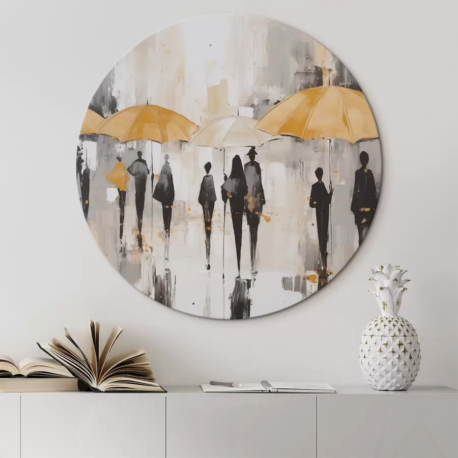 Wandbilder Abstraktion von Menschen mit Regenschirmen r46304